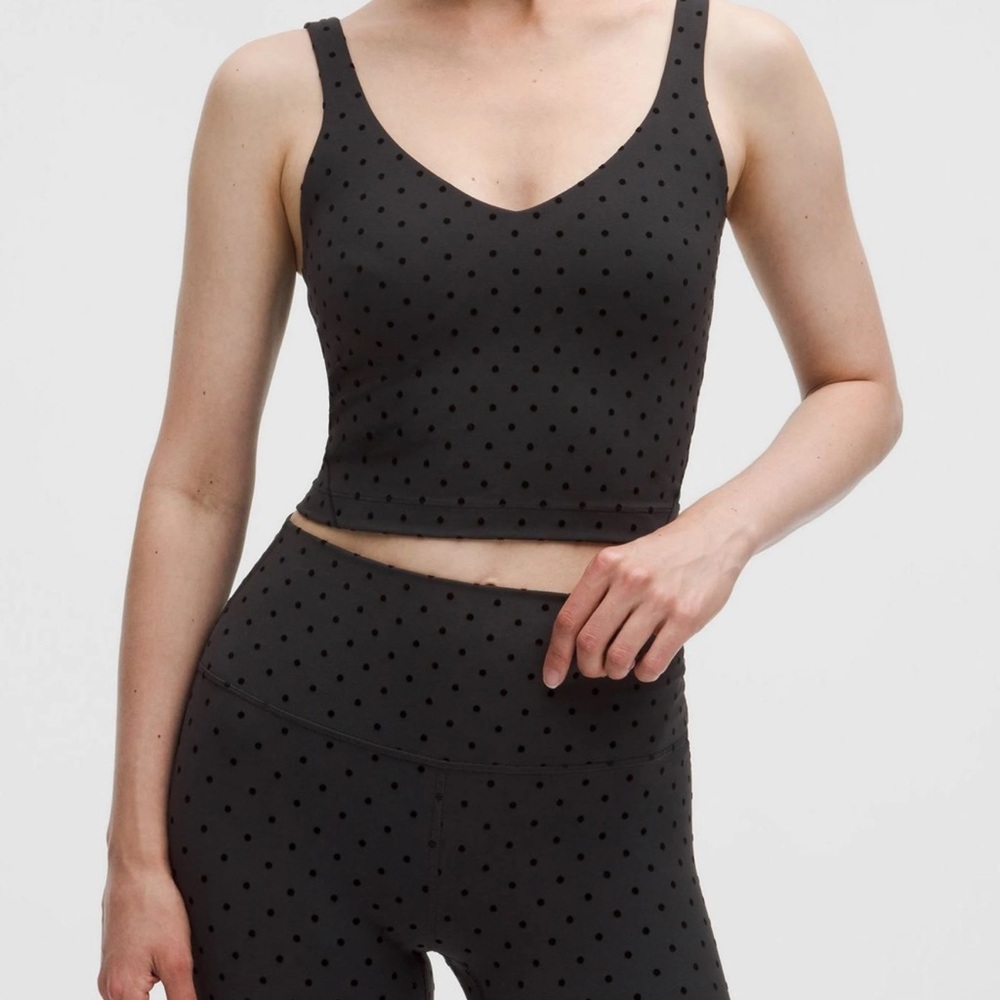 lululemon athletica Black Polka Dot Cropped Tank Top